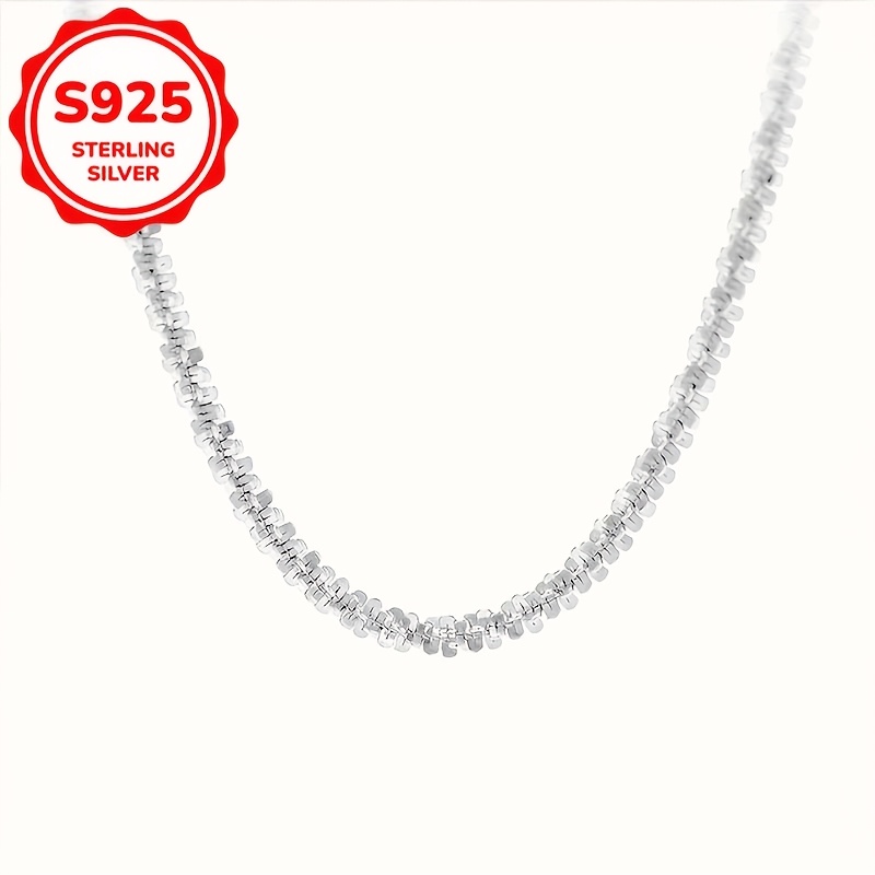 Unisex 925 Silver Shimmering Clavicle Chain Necklace, Exquisite Gift